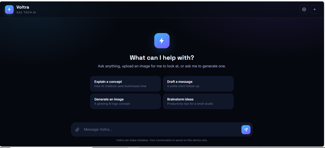 Voltra AI chatbot screenshot